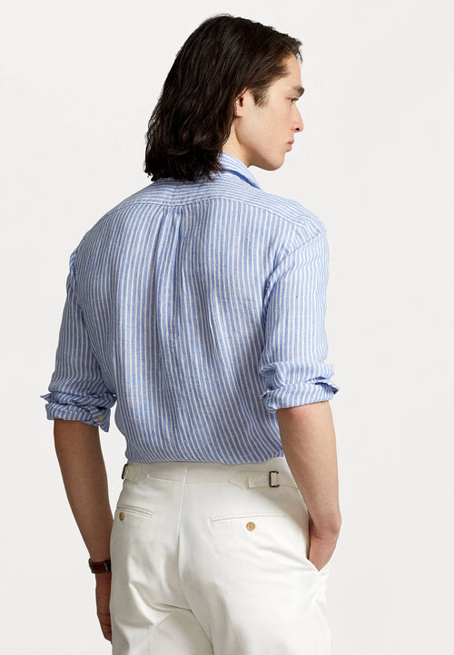 Camisa Polo Ralph Lauren Rayada Celeste