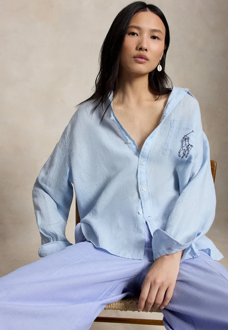 Camisa Oxford Polo Ralph Lauren de Lino Big Pony Oversize