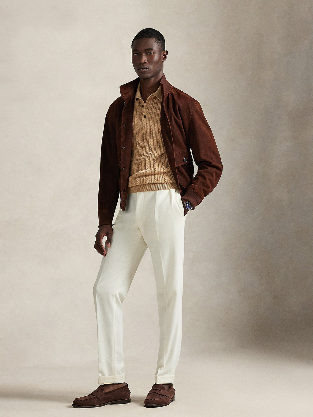 Cable-Knit Cotton Polo-Collar Jumper