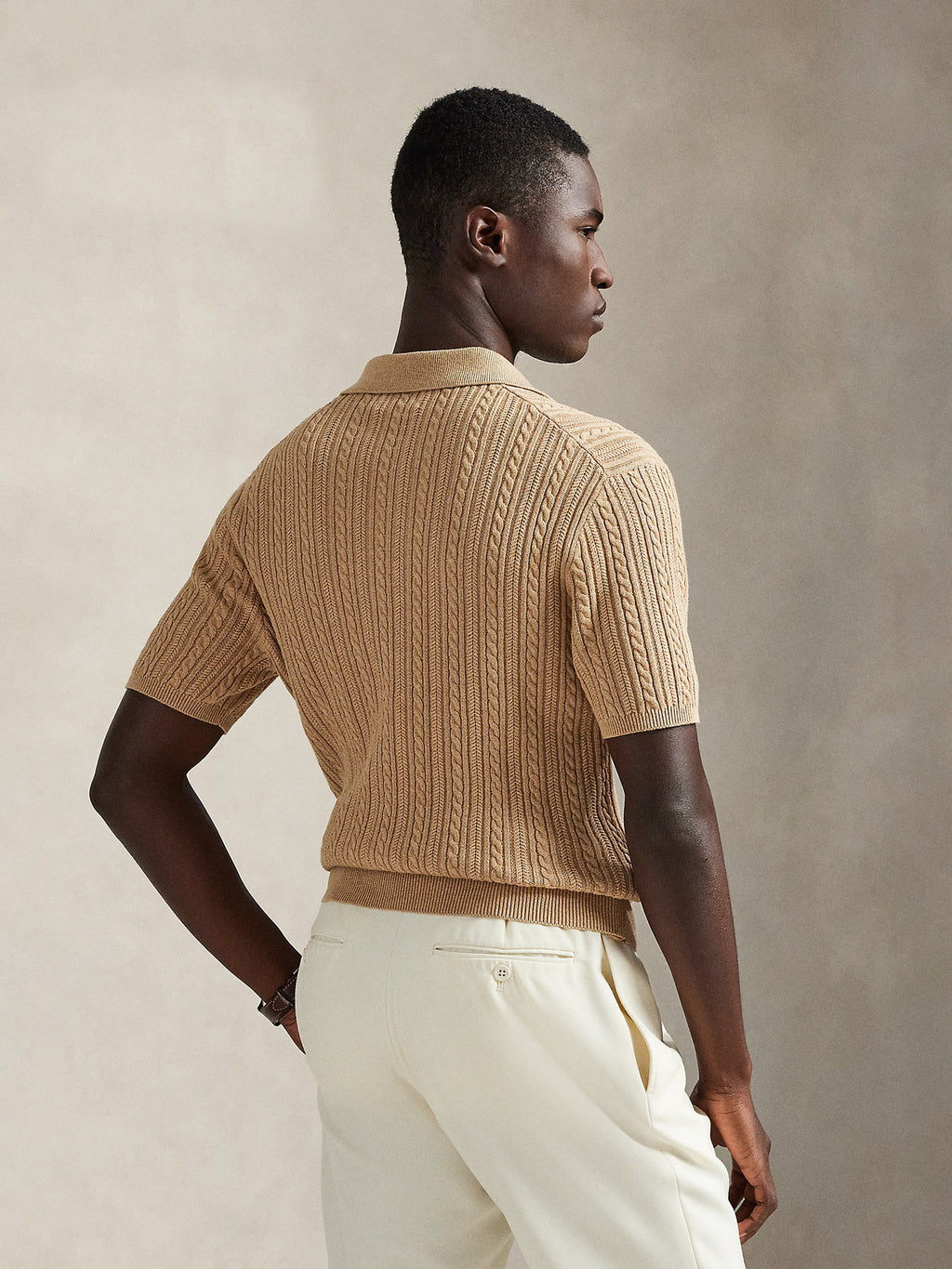 Cable-Knit Cotton Polo-Collar Jumper