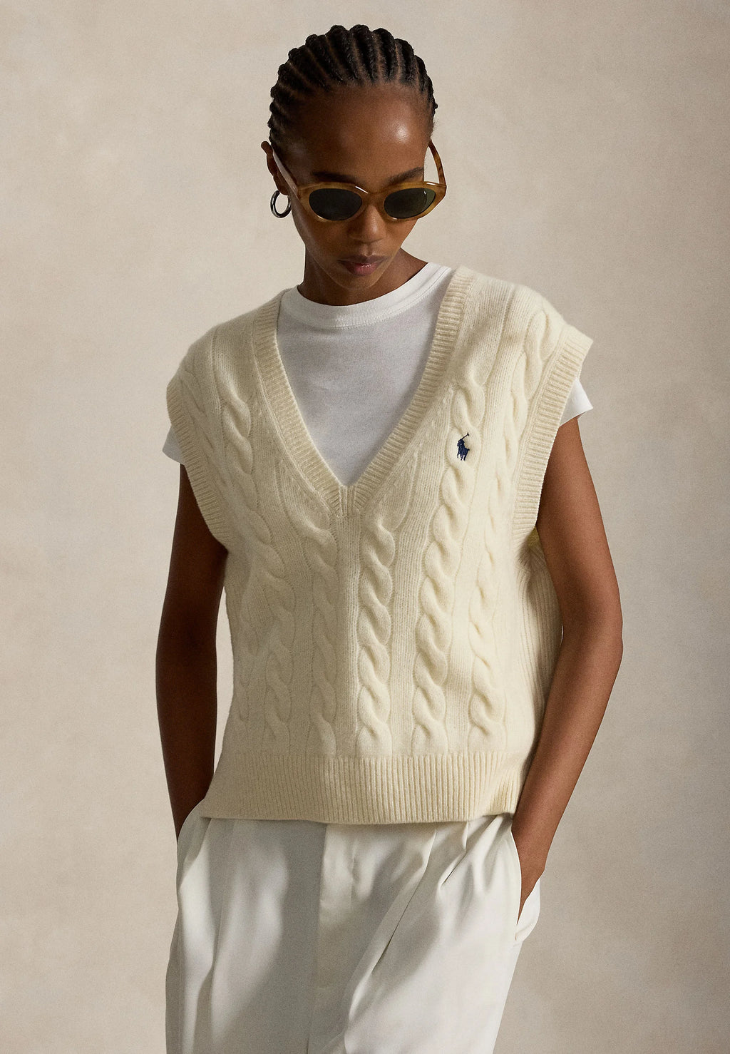 Chaleco Polo Ralph Lauren de punto trenzado de lana y cachemir