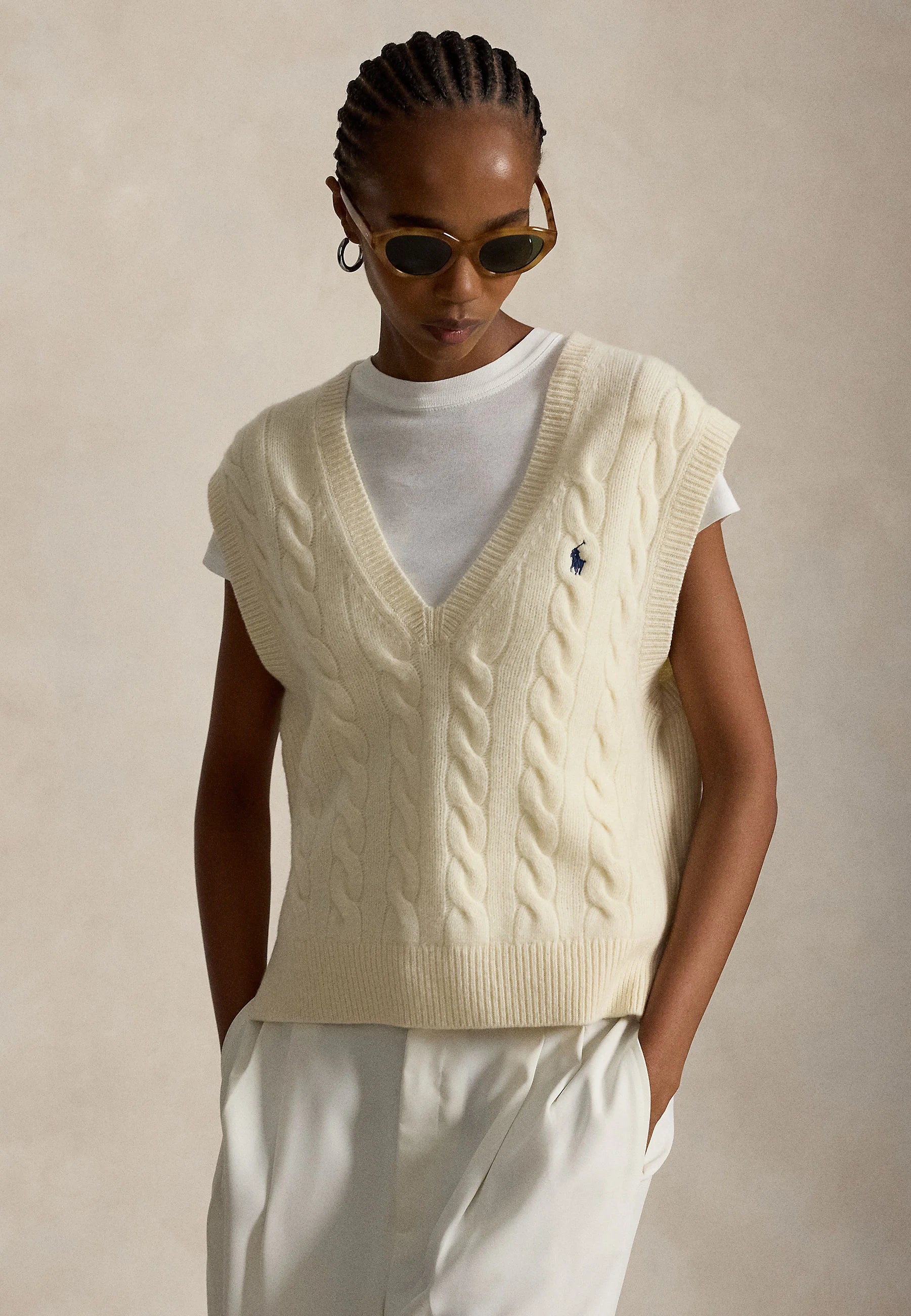 Chaleco Polo Ralph Lauren de punto trenzado de lana y cachemir