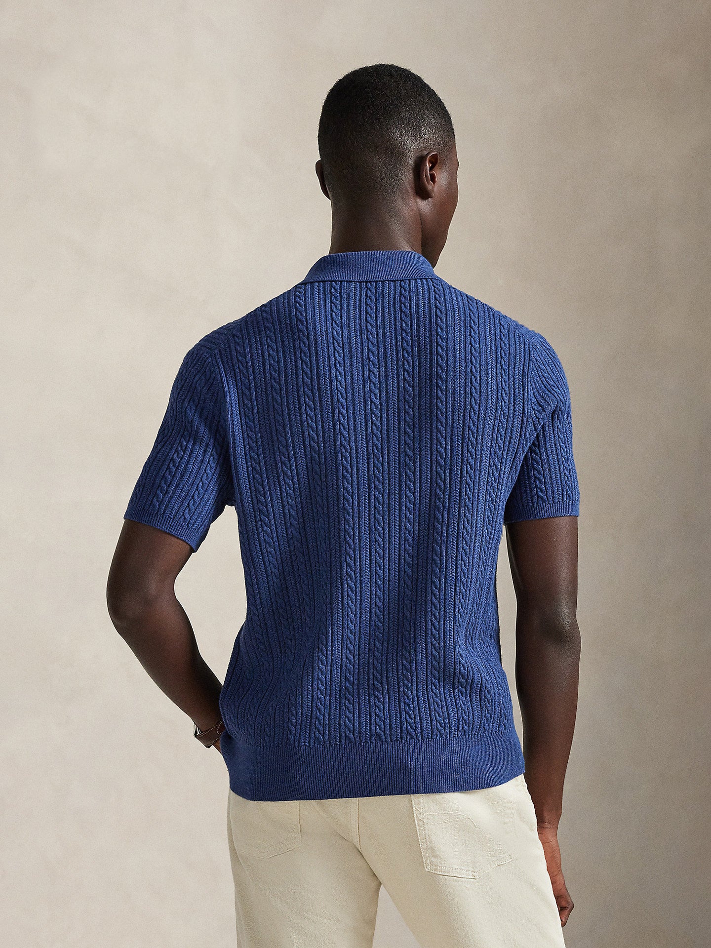 Cable-Knit Cotton Polo-Collar Jumper