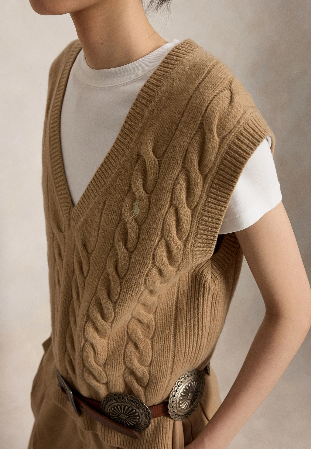 Chaleco Polo Ralph Lauren de punto trenzado de lana y cachemir
