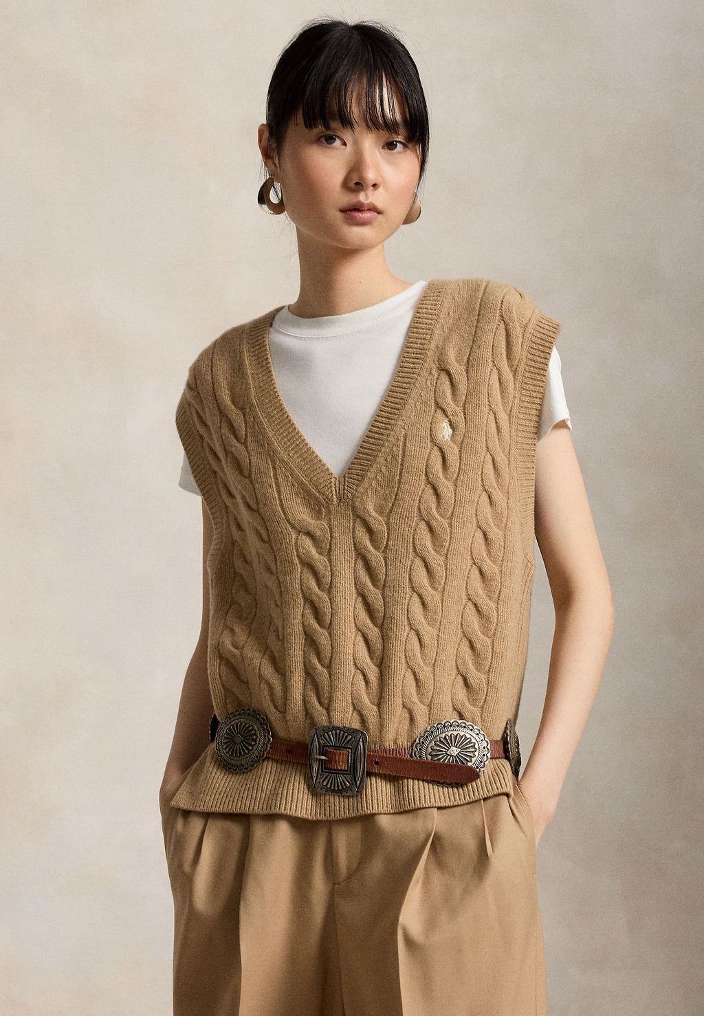 Chaleco Polo Ralph Lauren de punto trenzado de lana y cachemir
