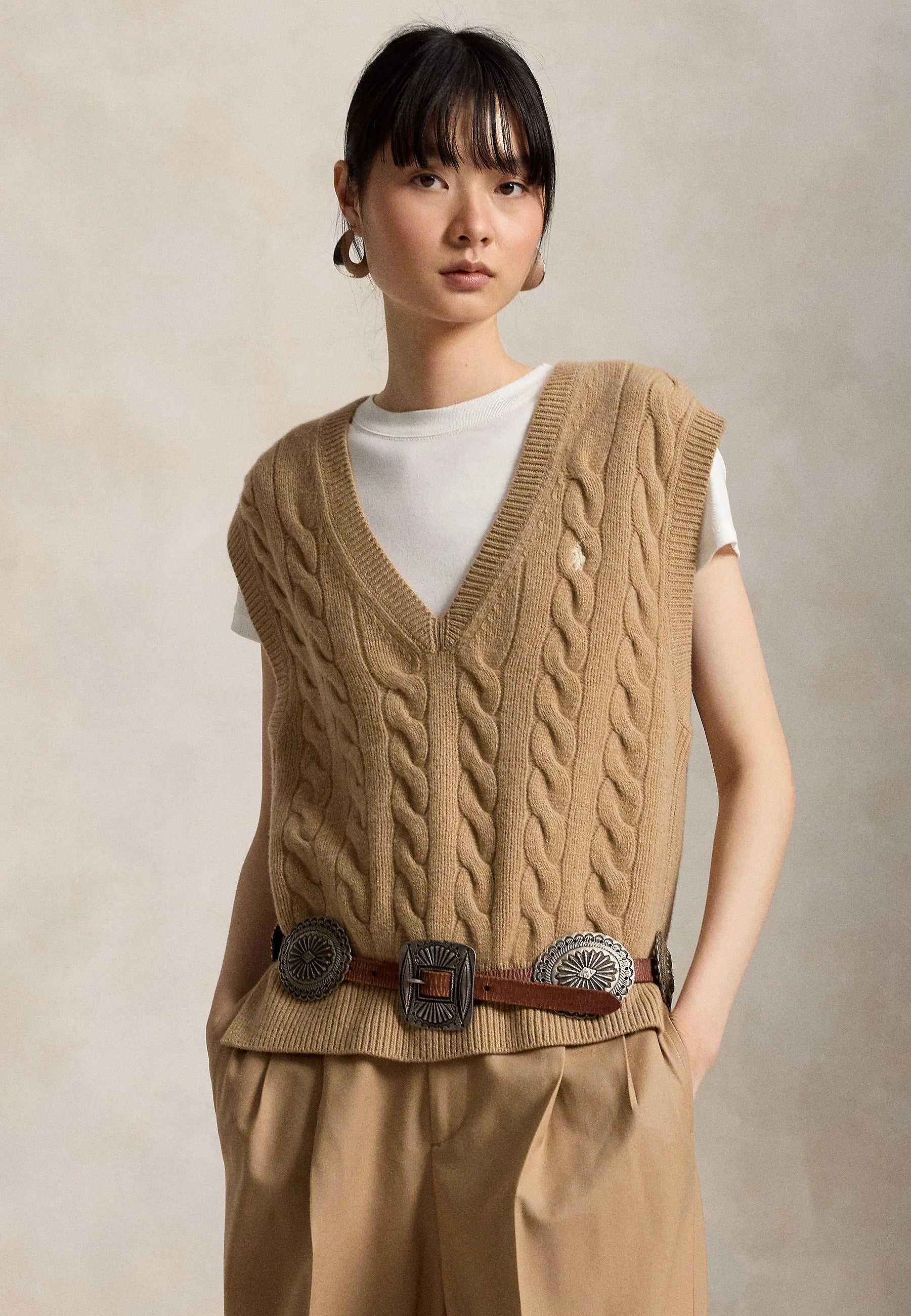 Chaleco Polo Ralph Lauren de punto trenzado de lana y cachemir