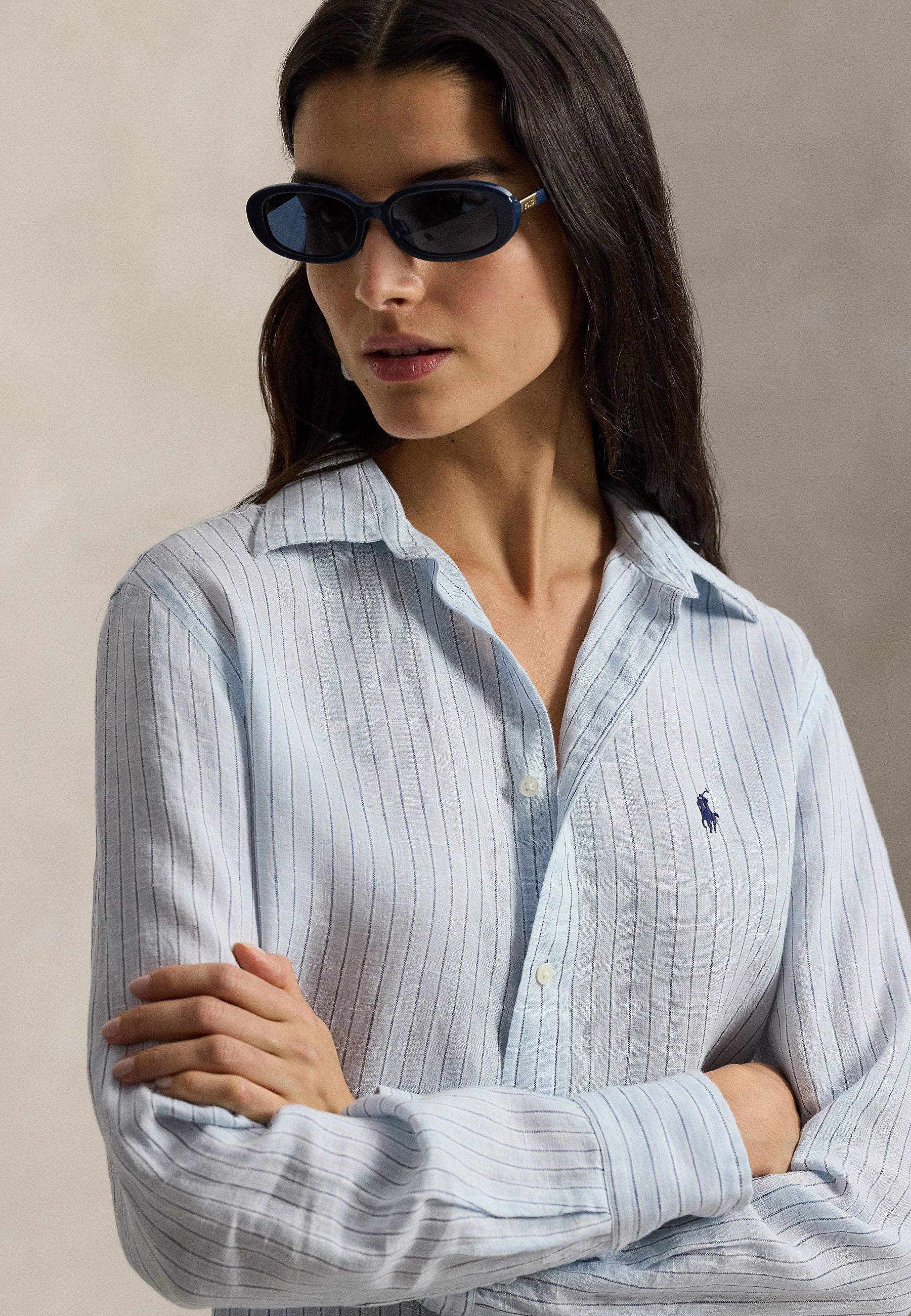 Camisa Polo Ralph Lauren Striped Classic Fit Lino