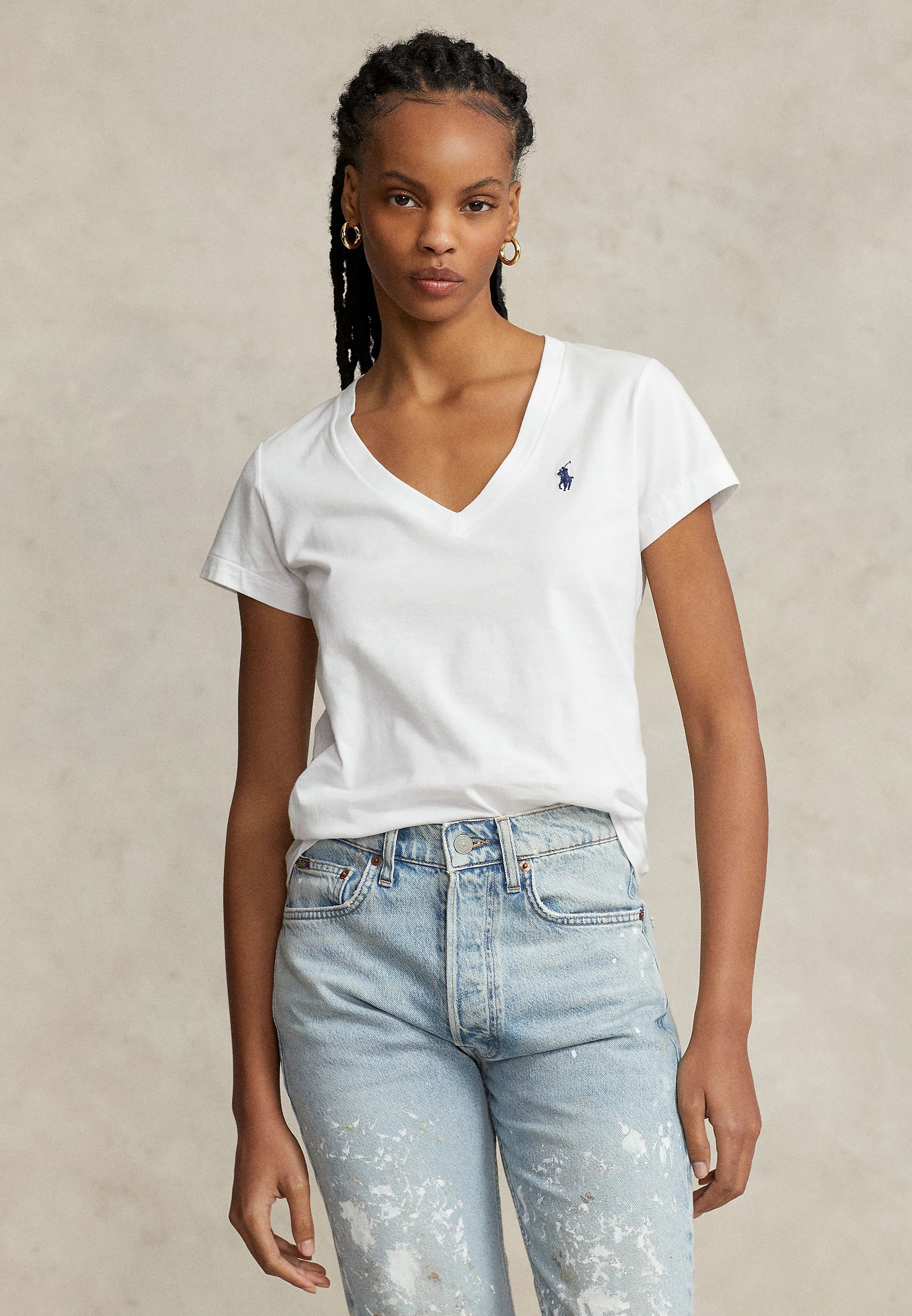 Remera Polo Ralph Lauren Cuello V Mujer