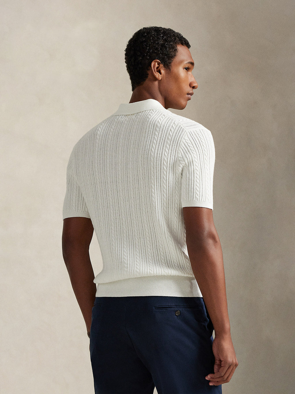 Cable-Knit Cotton Polo-Collar Jumper