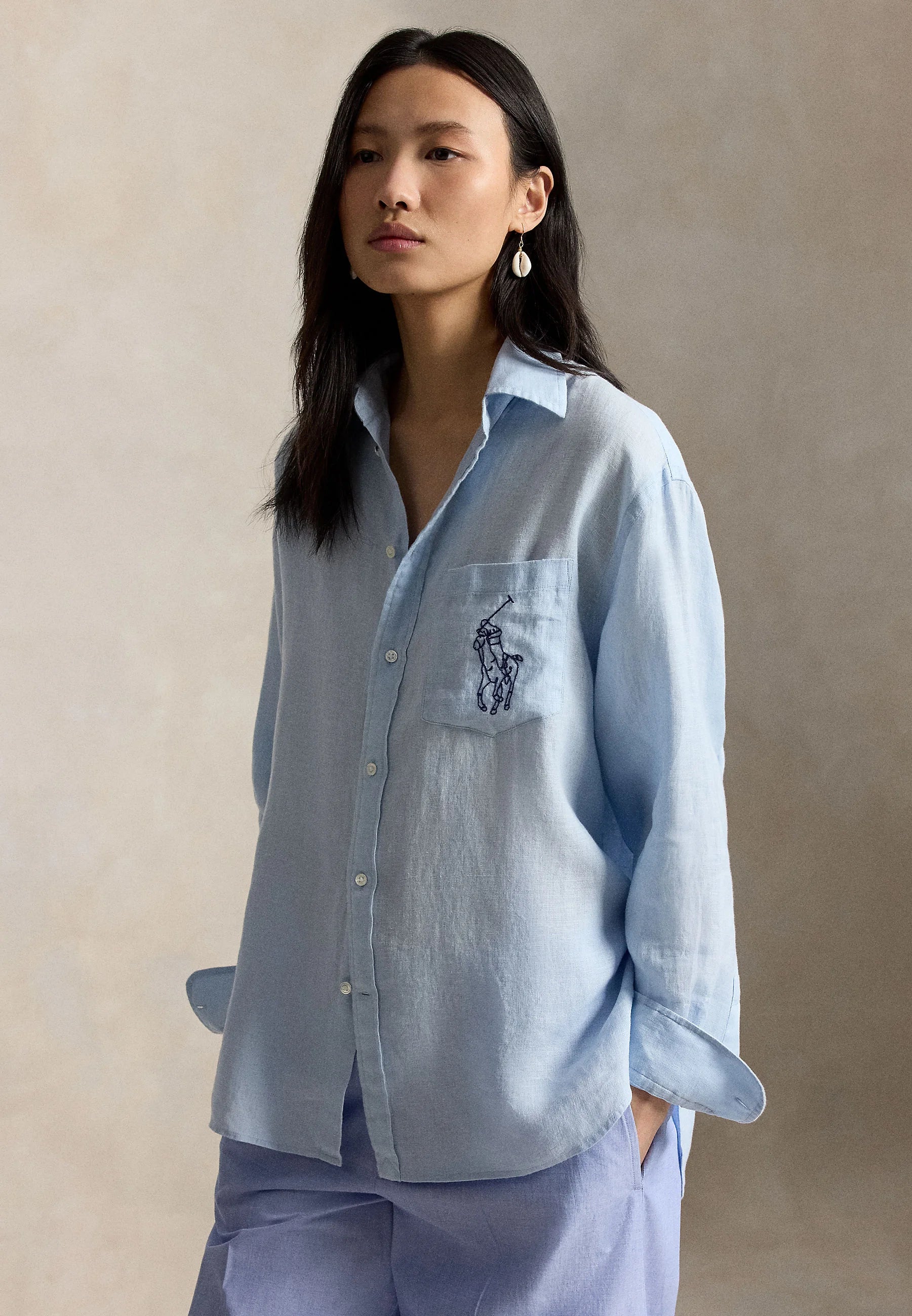 Camisa Oxford Polo Ralph Lauren de Lino Big Pony Oversize