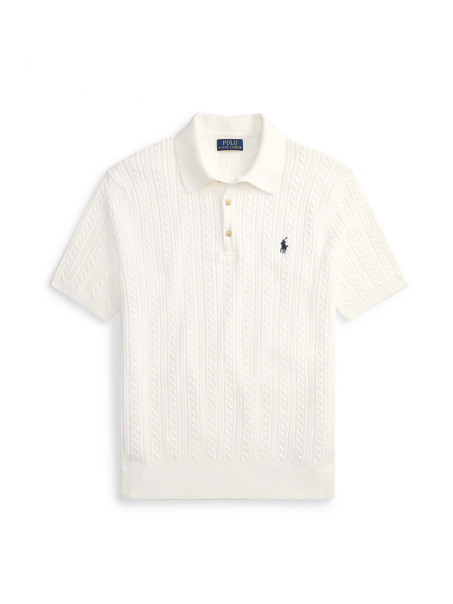 Cable-Knit Cotton Polo-Collar Jumper