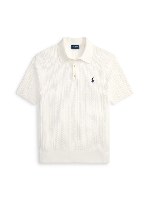 Cable-Knit Cotton Polo-Collar Jumper