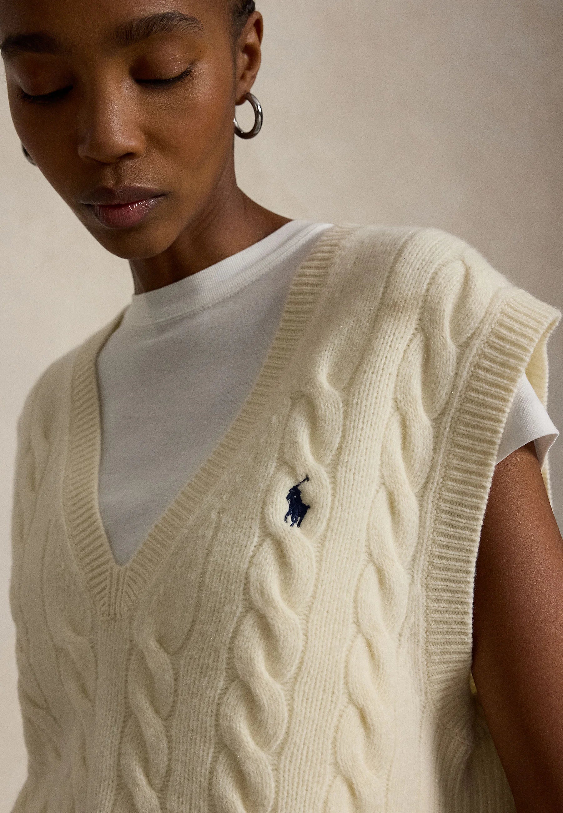 Chaleco Polo Ralph Lauren de punto trenzado de lana y cachemir