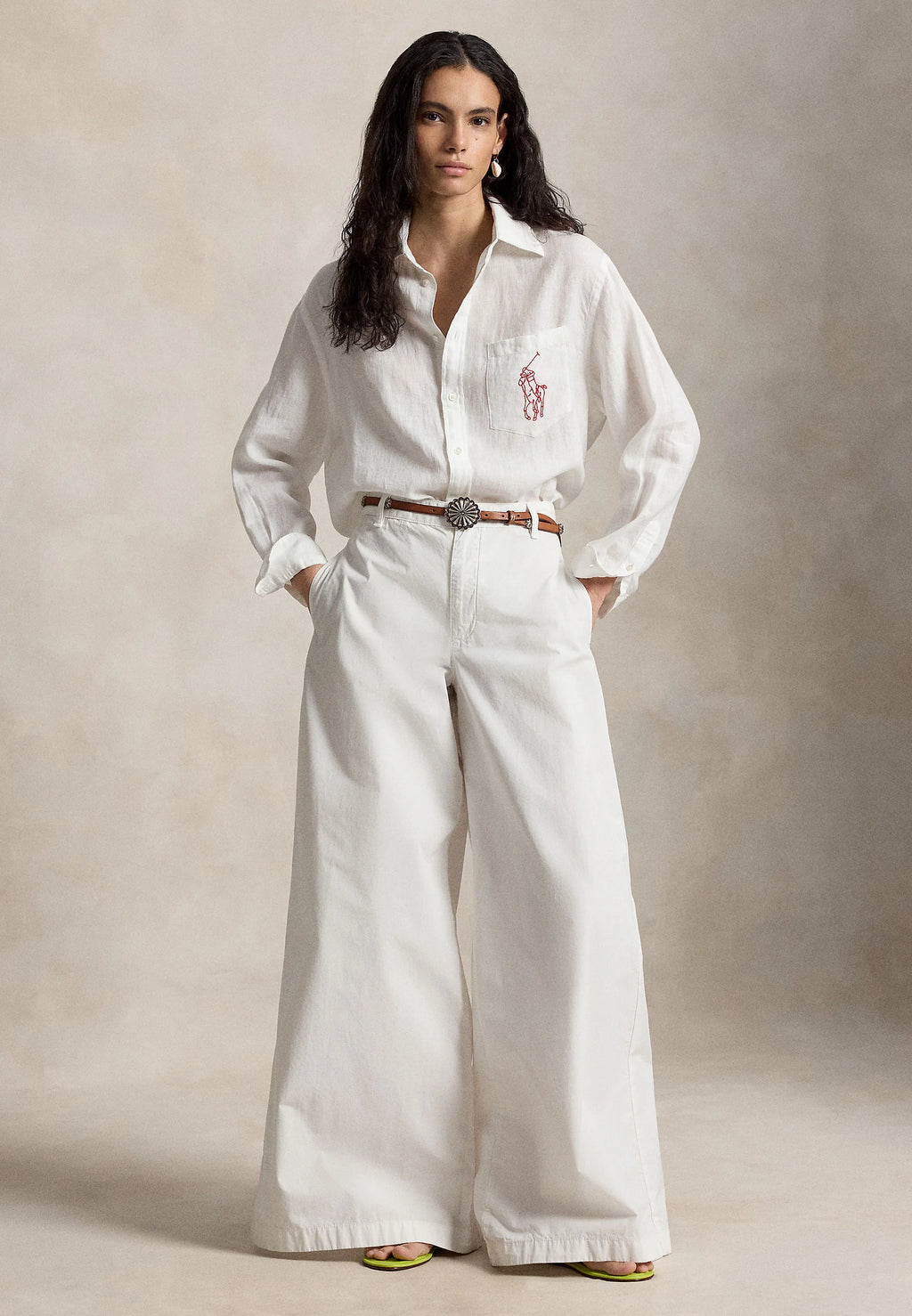 Camisa Oxford Polo Ralph Lauren de Lino Big Pony Oversize