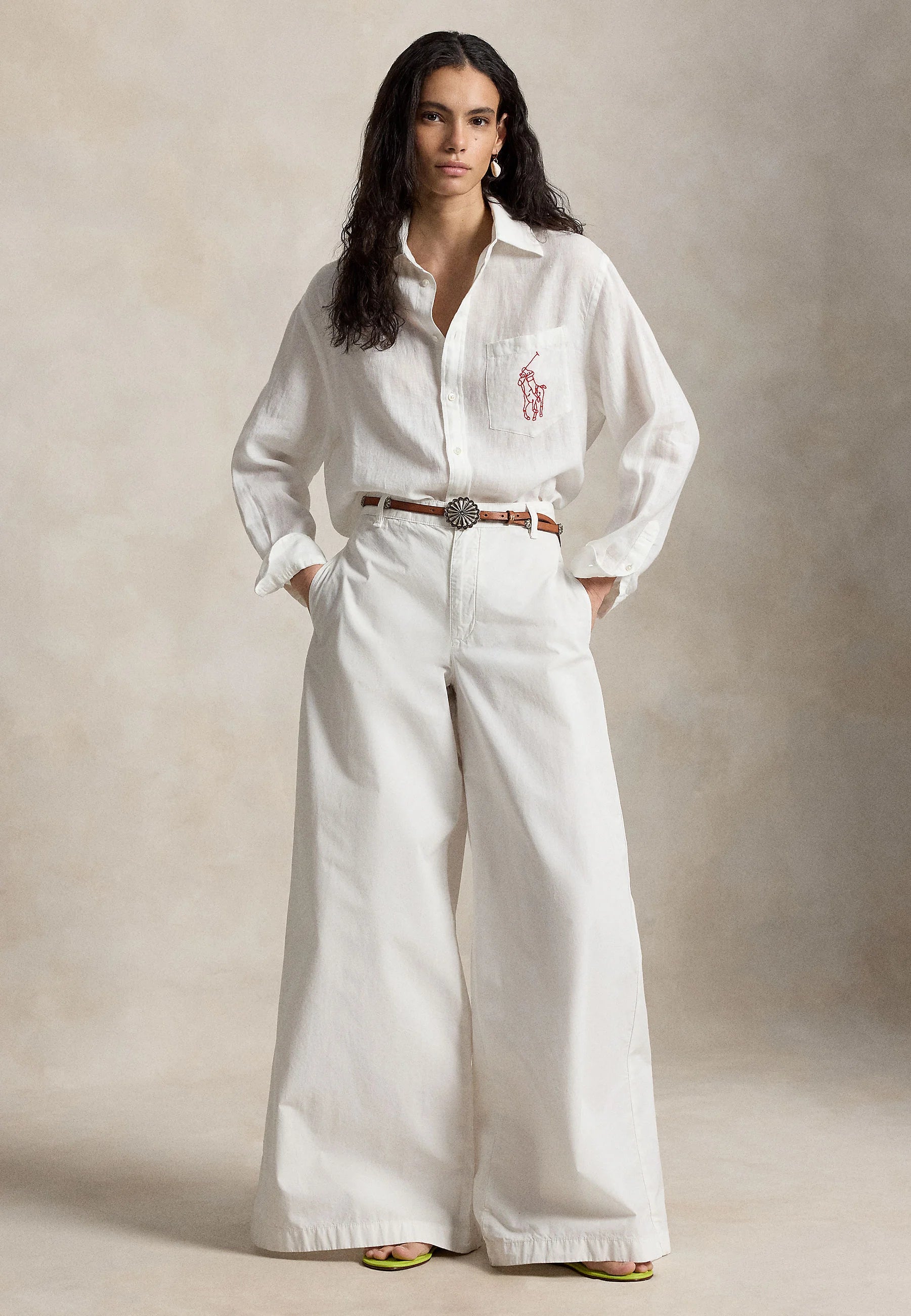 Camisa Oxford Polo Ralph Lauren de Lino Big Pony Oversize