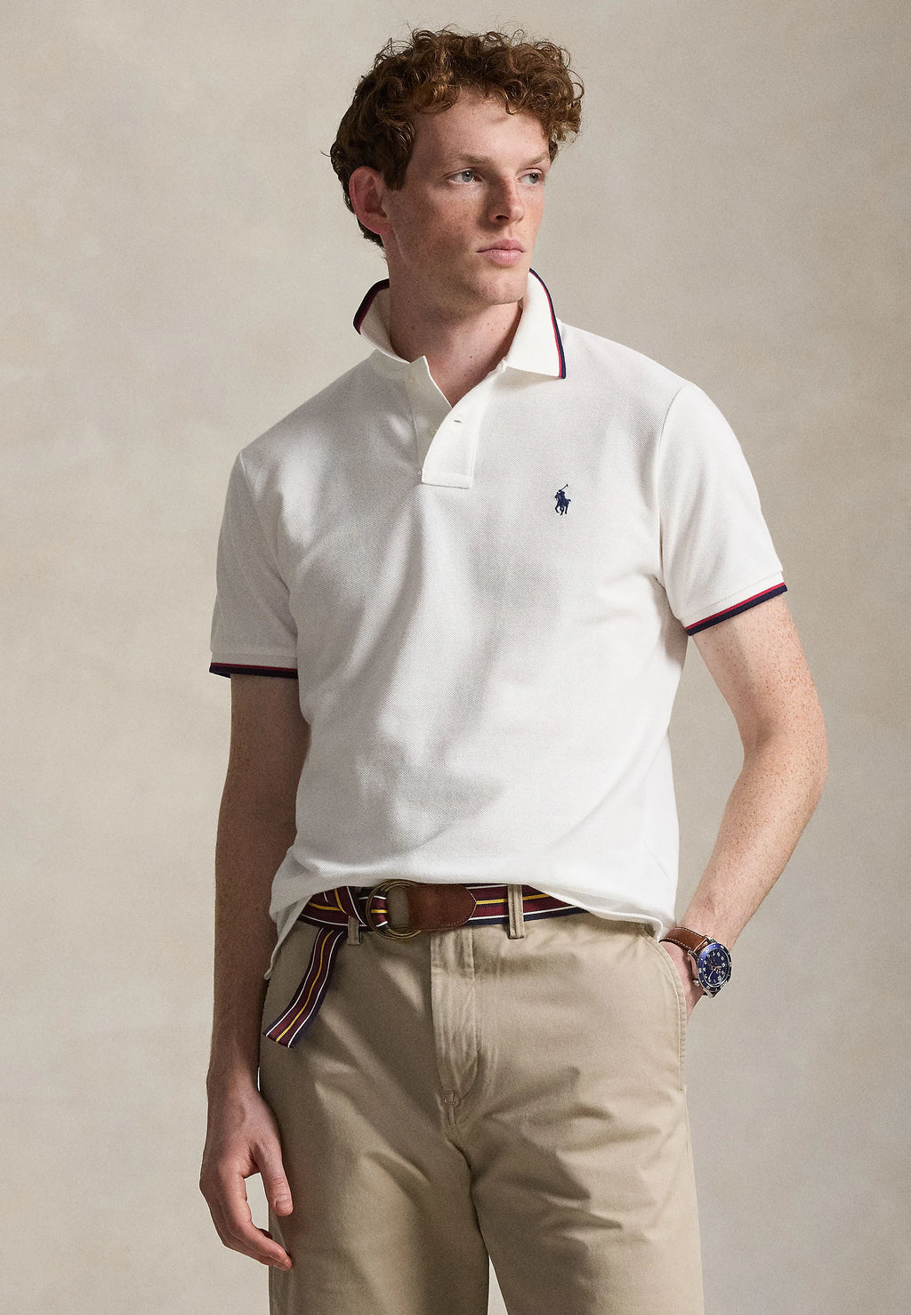 Camisa Polo Ralph Lauren Custom Slim Fit Tipped Mesh