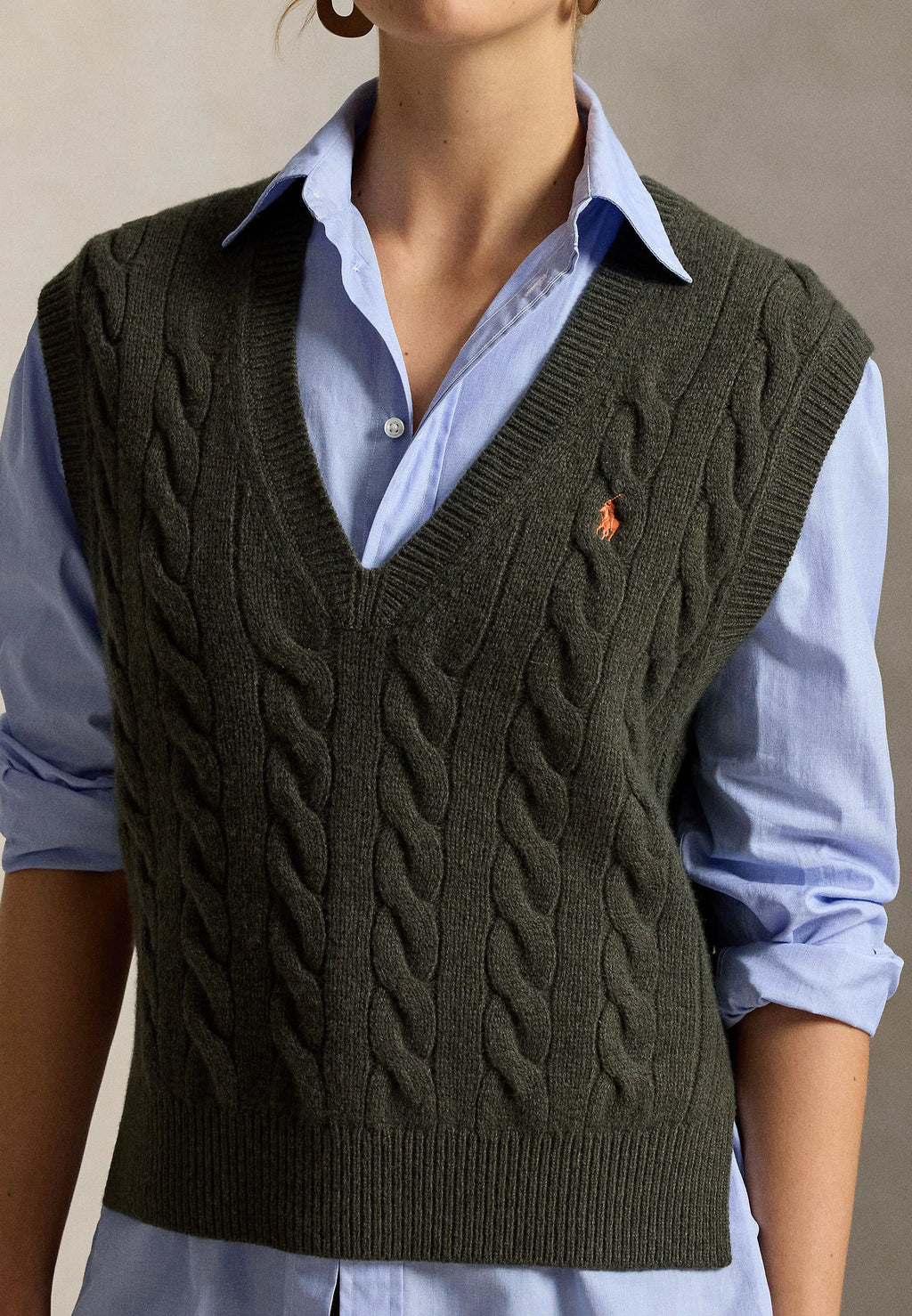 Chaleco Polo Ralph Lauren de punto trenzado de lana y cachemir