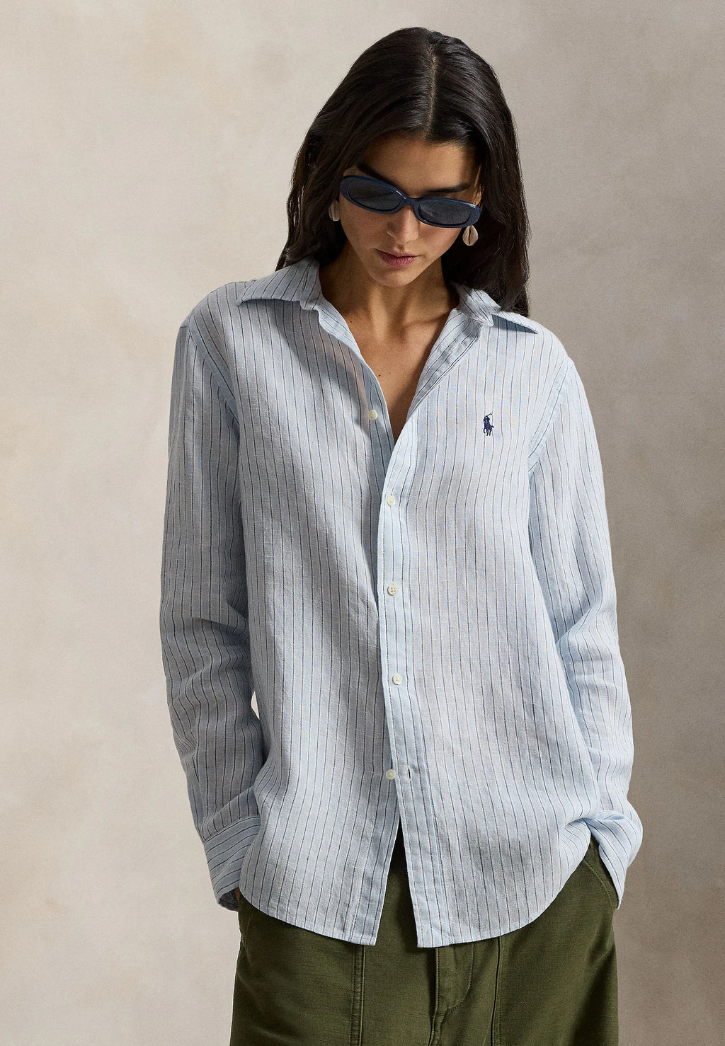 Camisa Polo Ralph Lauren Striped Classic Fit Lino