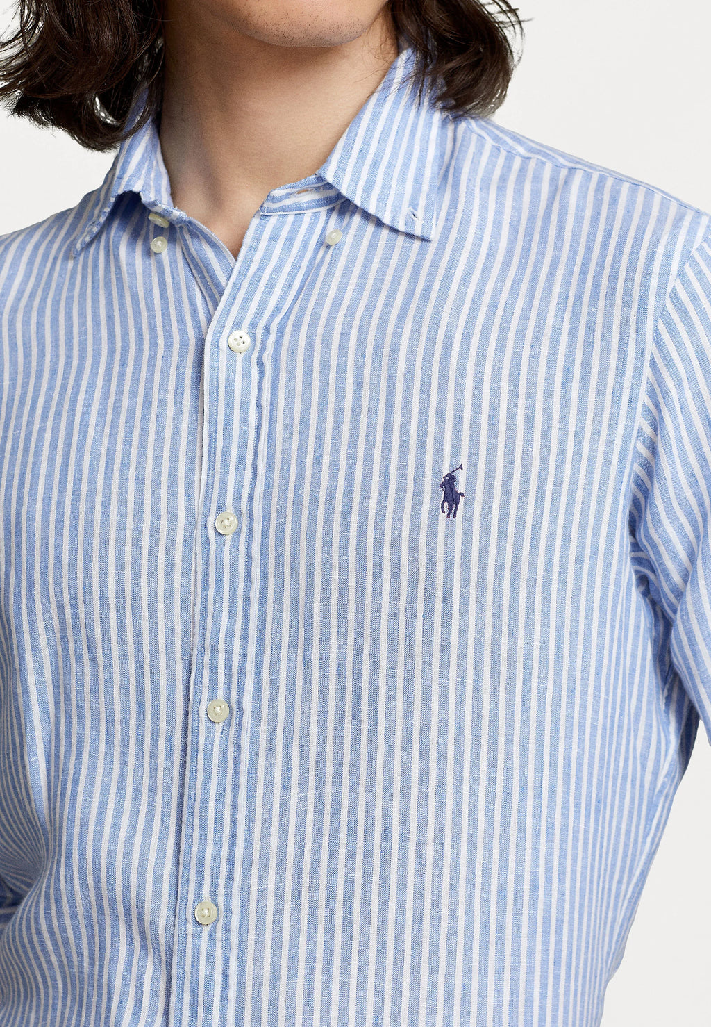 Camisa Polo Ralph Lauren Rayada Celeste