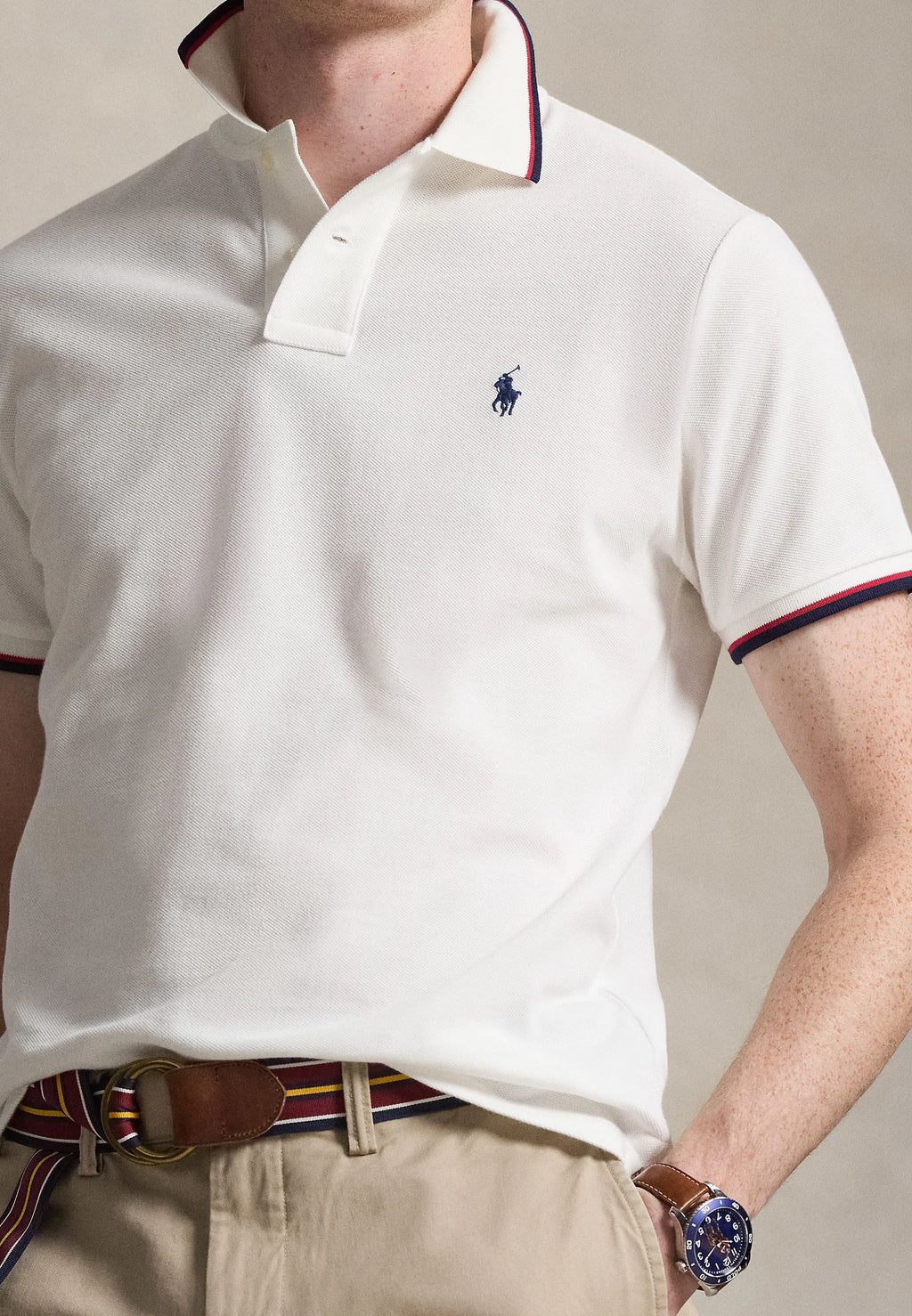 Camisa Polo Ralph Lauren Custom Slim Fit Tipped Mesh